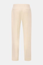 Percival Hose 'Tailored Linen' creme meliert, Rückansicht, gerade geschnitten, Regular Fit, Leinen-Baumwoll-Mix mit typischer Struktur, Knopf- und Reißverschluss, französische Taschen, paspelierte Gesäßtaschen mit Knopf, leichter Knopfriegel.