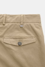 Close-up rear view of PT Torino Chinos 'Rebel Fit' beige, showing back pocket with button flap, belt loops, and small metal PT initial.

Description: <p>You can’t go wrong with PT TORINO: These comfortably cut chinos made of cotton in a trendy tapered fit