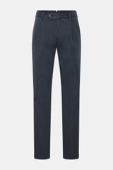 PT Torino Chino 'Union Fit' navy aus Baumwolltwill mit leichtem Stretch, einfacher Bundfalte, französischen Taschen, schmal zulaufend, Frontansicht.
