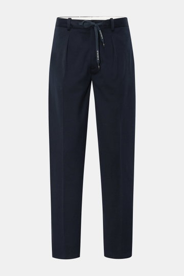 Circolo 1901 Jersey-Jogpants 'Premium Piquet' navy, frontale Ansicht, Regular Fit, elastischer Baumwoll-Piqué, Tunnelzug mit Logo-Print.