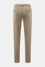 Mason's Jogpants 'New York' taupe, Rückansicht, Slim Fit, elastischer Bund mit Tunnelzug, Zip Fly, französische Taschen, leichter Baumwoll-Lyocell-Mix.