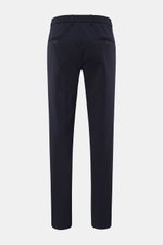 GTA Hose 'Davide' navy Rückansicht, knöchellang, schmal zulaufend, aus elastischem Jersey-Baumwoll-Mix mit französischen Taschen, Bundknopf, Reißverschluss, Logo-Detail, Regular Fit.