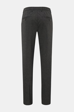GTA Hose 'Davide' dunkelgrau meliert, knöchellang, slim fit, Jersey aus Baumwoll-Mix, Rückansicht mit Gesäßtaschen, elastischer Bund.