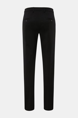GTA Hose 'Davide' schwarz, knöchellang, schmal zulaufend, Regular Fit, Rückansicht mit französischen Taschen und Knopf, Jersey Baumwoll-Mix.