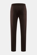 Rear view of Moorer Sweat pants 'Crispin' dark brown made of cotton blend jersey with elastic waistband, drawstring, and patch pocket.

Description:
<p>Casual yet stylish – that's what MOORER does best, creating the elegant 'Crispin' jersey trousers in a 