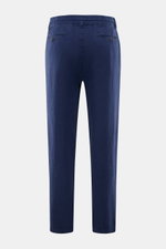 Polo Ralph Lauren Leinenhose navy, knöchellang mit elastischem Bund, Tunnelzug, französischen Taschen, schmal zulaufend, Rückansicht, reines Leinen.
