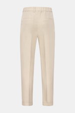 Rear view of 04651/ A trip in a bag Linen jogger pants 'Linen Pants' beige, perfect for warm days with a regular, tapered short cut.

<p>Perfect for warm days: These linen jogger pants by 04651/ A TRIP IN A BAG are the ideal summer essential – for travel 