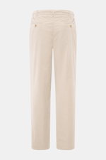 Marco Pescarolo Cordhose 'Dieci' sand, knöchellang, Tapered Fit, Rückansicht mit französischen Taschen, Bund mit Knopf und Reißverschluss.