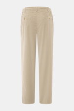Marco Pescarolo Cordhose 'Dieci' beige aus leicht stretchigem Baumwoll-Cord, knöchellang, Tapered Fit, Rückansicht mit Knopf-Gesäßtaschen, elastischem Bund.