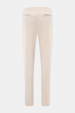 Marco Pescarolo Jogpants 'Caracciolo' sand, Rückansicht, schmal zulaufend, elastischer Bund mit Tunnelzug, Zip Fly, französische und Gesäßtaschen mit Zipper.
