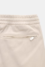 Marco Pescarolo Jogpants 'Caracciolo' sand, Detailansicht Bund und Gesäßtasche mit Reißverschluss, Lyocell-Baumwoll-Twill, elastisch