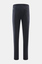 Marco Pescarolo Jogpants 'Caracciolo' graublau, Rückansicht, softes Lyocell-Baumwoll-Twill, elastischer Bund, Tunnelzug, Zipper-Taschen, schmal zulaufend.