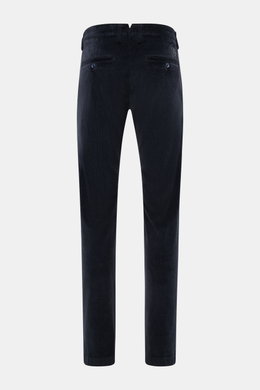 Rear view of Jacob Cohen Corduroy Pants 'Bobby' navy, slim fit with slightly tapered cut, back pockets with buttons, and small logo patch.

Description: <p>Precise Italian craftsmanship - this is what the label JACOB COHEN stands for, creating a bestselle