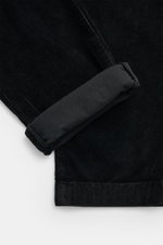 Jacob Cohen Corduroy Pants 'Bobby' black shown close-up from above, highlighting soft cotton blend, slim fit, and precise craftsmanship.