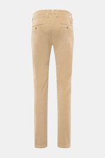 Jacob Cohen Corduroy Pants "Bobby" beige shown from back, slim fit with slightly tapered cut, soft cotton blend fabric, buttoned back pockets.