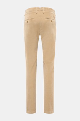 Jacob Cohen Corduroy Pants "Bobby" beige shown from back, slim fit with slightly tapered cut, soft cotton blend fabric, buttoned back pockets.