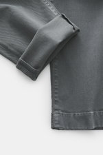 Jacob Cohen Pants 'Bobby' grey shown from a close-up top-down angle, highlighting the soft cotton lyocell twill fabric, slim tapered cut, and detailed stitching. Embrace modern luxury in everyday life: The slim-cut pants 'Bobby' from JACOB COHEN impress w