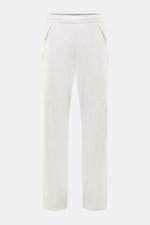 Stone Island Hose 'Stellina' offwhite, frontale Aufnahme, Regular Fit, gerader Schnitt, hoher Bund, elastischer Bund mit Gummizug, leicht elastische Microfaser, glatter Griff, robuste Reißverschlüsse, französische Taschen mit Druckknopf, seitliche Gesäßta
