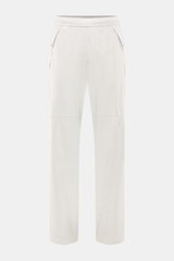 Stone Island Hose 'Stellina' offwhite, frontale Aufnahme, Regular Fit, gerader Schnitt, hoher Bund, elastischer Bund mit Gummizug, leicht elastische Microfaser, glatter Griff, robuste Reißverschlüsse, französische Taschen mit Druckknopf, seitliche Gesäßta