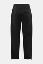Back view of Stone Island Cargo Pants 'Ghost Piece' Black, lightweight microfiber, loose fit with elastic waistband, cargo and flap pockets, tonal compass badge, and adjustable hem.