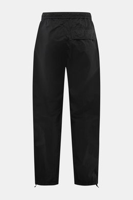 Back view of Stone Island Cargo Pants 'Ghost Piece' Black, lightweight microfiber, loose fit with elastic waistband, cargo and flap pockets, tonal compass badge, and adjustable hem.