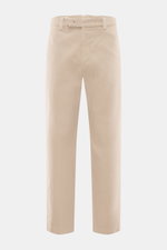 Berwich Baumwollhose 'Negroni' beige, frontal fotografiert, aus robustem, leicht elastischem Baumwoll-Canvas mit Regular Fit, französischen Taschen.