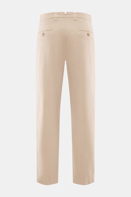 Berwich Baumwollhose 'Negroni' beige, Rückansicht, Regular Fit, leicht elastischer Baumwoll-Canvas, französische Taschen, geknöpfte Gesäßtaschen.