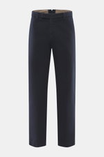 Berwich Baumwollhose 'Negroni' navy, frontale Ansicht, Regular Fit, aus robustem, leicht elastischem Baumwoll-Canvas, mit Reißverschluss, Bundhaken, französischen Taschen und geknöpften Gesäßtaschen.