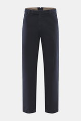 Berwich Baumwollhose 'Negroni' navy, frontale Ansicht, Regular Fit, aus robustem, leicht elastischem Baumwoll-Canvas, mit Reißverschluss, Bundhaken, französischen Taschen und geknöpften Gesäßtaschen.