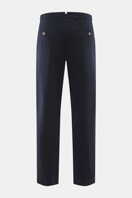 Berwich Baumwollhose 'Negroni' navy, Rückansicht, Regular Fit, leicht elastischer Baumwoll-Canvas, schmal zulaufend, geknöpfte Gesäßtaschen.