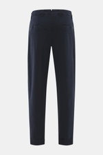 Berwich Baumwollhose 'Chiaia Old' navy, hinten fotografiert, knöchellang, Tapered Fit, elastisch, mit Taschen, Bundknöpfen, Saumaufschlag, italienische Schneiderkunst.