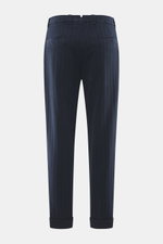 Berwich Baumwollhose 'Chiaia Old' navy, knöchellang, schmal zulaufend, tonaler Fischgrat, hinten mit Leistentaschen, Rückansicht, Tapered Fit.
