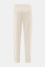 Berwich Corduroy pants 'Chiaia' cream shown from the back, ankle-length tapered fit with fixed hem turn-up, soft corduroy cotton.