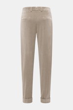 Berwich Corduroy pants 'Chiaia' taupe shown from the back, ankle-length with fixed hem turn-up, single pleat, side and hip pockets.