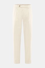 Berwich Chino 'Chiaia' creme, frontale Ansicht, knöchellang, schmal zulaufend, Baumwoll-Twill, Tapered Fit, Bundknöpfe, Reißverschluss, Taschen, Saumaufschlag.