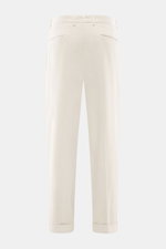 Santaniello Chino 'Arsenio' sand von hinten, knöchellang, schmal zulaufend, Twill Baumwolle, Tapered Fit, paspelierte Taschen, Saumaufschlag.