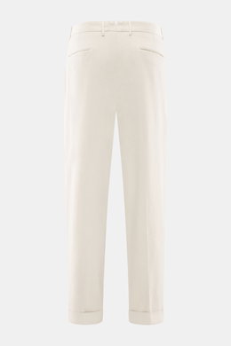 Santaniello Chino 'Arsenio' sand von hinten, knöchellang, schmal zulaufend, Twill Baumwolle, Tapered Fit, paspelierte Taschen, Saumaufschlag.