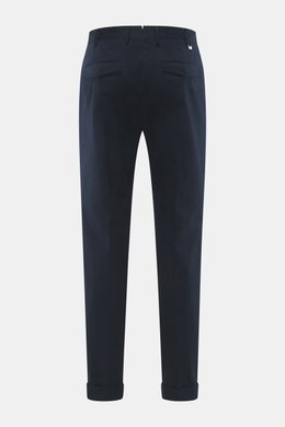 PT Torino Chino 'Master Fit' navy, Rückansicht, schmal zulaufend mit fixiertem Saumaufschlag, Baumwoll-Cashmere-Twill, French Taschen, Bundhaken, Regular Fit.