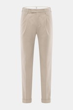 PT Torino Chino 'Master Fit' taupe in Frontansicht, Regular Fit, Twill mit Cashmere, Stretch, Saumaufschlag, Bundfalte, französische Taschen.
