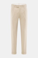 PT Torino Chino 'Master Fit' beige, Frontansicht, Baumwoll-Cashmere-Twill, Regular Fit, schmal, fixierter Saumaufschlag, Bundfalte, Taschen.