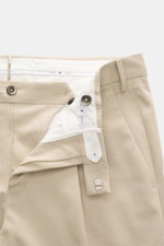 PT Torino Chino 'Master Fit' beige, offene Bundansicht von oben, Twill aus Baumwolle mit Cashmere, Stretch, Regular Fit, Saumaufschlag, Reißverschluss.