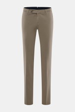 Front view of PT Torino Chino 'Slim Fit' gray cotton twill pants with light stretch, soft feel, slim tapered fit, zipper and button waistband, French pockets, watch pocket, and welt back pockets with button.