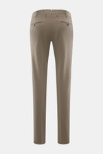 PT Torino Chino 'Slim Fit' gray shown from the back on a white background, made of soft cotton twill with light stretch, slim tapered fit, zipper and waistband buttons, French pockets, small watch pocket, and welt back pockets with buttons.