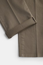 PT Torino Chino 'Slim Fit' gray shown from a close-up top-down view, highlighting soft cotton twill with light stretch, slim tapered fit, cuffed hem. For these chinos, PT TORINO selects classic cotton twill in a soft quality and adds a slight stretch comp