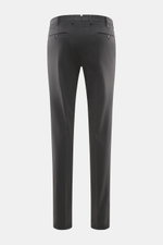 PT Torino Chino 'Slim Fit' dark gray shown from the back, made of soft cotton twill with light stretch, slim fit, zipper, waistband buttons, French pockets, small watch pocket, welted back pockets with button, ideal for versatile office looks.