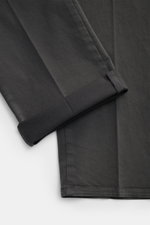 PT Torino Chino 'Slim Fit' dark gray shown from a close-up side angle, highlighting cotton twill fabric with soft touch, light stretch, slim fit, and cuff detail. For this chino, PT TORINO chooses classic cotton twill in a soft quality and adds a slight s