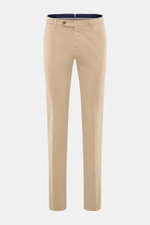 PT Torino Chino 'Slim Fit' beige aus weichem Baumwolltwill mit leichtem Stretch, schmal zulaufend, Reißverschluss, Bundknopf, Taschen, Frontalansicht.