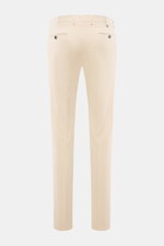 PT Torino Chino 'Slim Fit' sand shown from the back, made of cotton twill with light stretch, soft touch, French pockets, zipper, buttons, and welted back pockets. For this chino, PT TORINO chooses classic cotton twill in a soft quality and adds a slight 