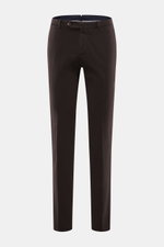 PT Torino Chino 'Slim Fit' dunkelbraun front view, classic cotton twill with light stretch, soft touch, zipper & waistband buttons, French pockets, small watch pocket, welted back pockets with button, slim fit, perfect for office wear.