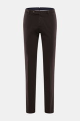 PT Torino Chino 'Slim Fit' dunkelbraun front view, classic cotton twill with light stretch, soft touch, zipper & waistband buttons, French pockets, small watch pocket, welted back pockets with button, slim fit, perfect for office wear.
